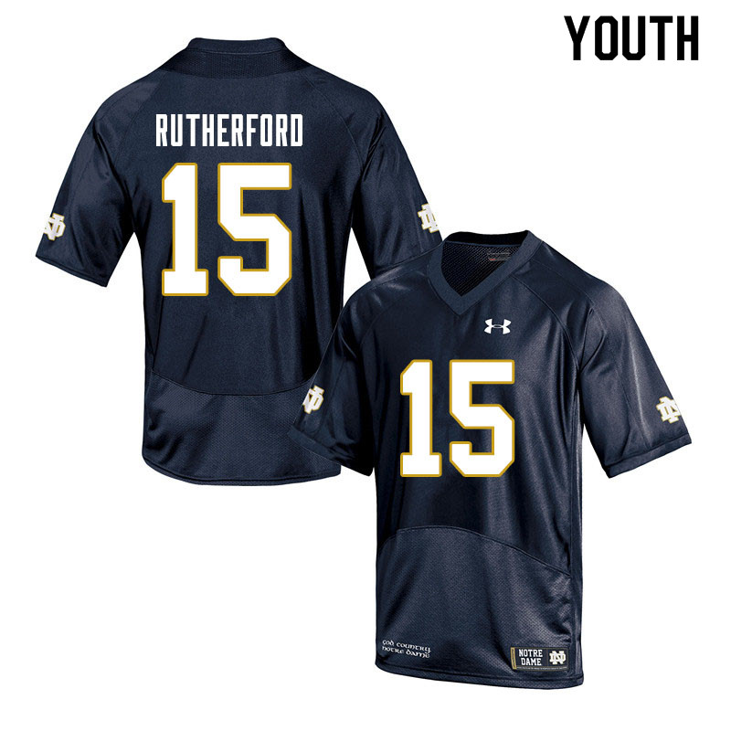 Youth #15 Isaiah Rutherford Notre Dame Fighting Irish College Football Jerseys Sale-Navy